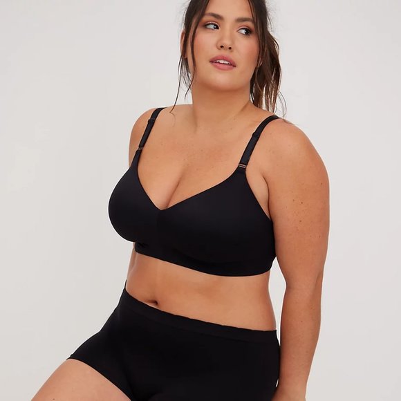 Lightly Lined Everyday Wire-Free Bra - Beige/Black with 360° Back Smoothing